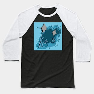 Stingray in the deep sea. Baseball T-Shirt